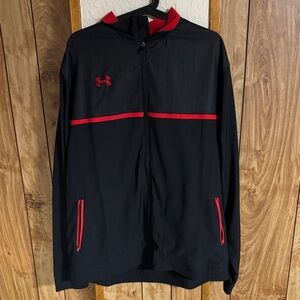 Under Armour Men's Black Windbreaker with Red Accents
